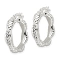 thumbnail image 2 of 925 Sterling Silver CZ Anti-Tarnish 5mm x 26mm Twisted Scalloped Hoop Earrings, 2 of 4