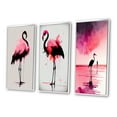 thumbnail image 3 of Designart "Silhouetted Flamingo in Watercolor Serenade I" Animals Flamingo Framed Wall Art Set Of 3 - Pink Flamingo Frame Gallery Set For Office Decor, 3 of 6