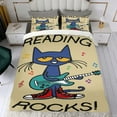 thumbnail image 4 of Pete the Cat Themed Bed Sheet Set Three Piece Set 53x79 In ches Comfortable And Skin Friendly Unique Design Creating A Star Studded Night Home Decor Gifts For Family Friends fans, 4 of 6