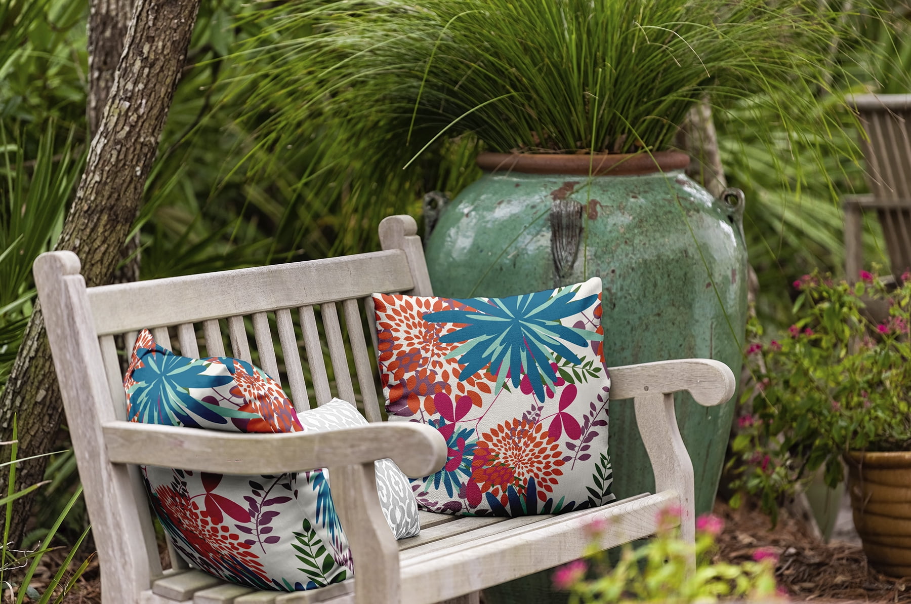 20" x 20" Simply Daisy Jumble Floral Polyester Indoor/Outdoor Pillow, Teal Qty 1