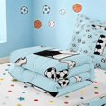 thumbnail image 5 of Manfei Boys Girls Letter F Zipper Full Size Comforter Sets with Fitted Sheet and 2 Pillowcases, Cartoon Sports Zipper Bedding Set, Light Blue Black F, 5 of 7