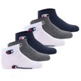 thumbnail image 1 of Champion Calcetines para niños, paquete de 6 - cuarto, logotipo, monocolor Azul/Blanco/Negro 27-30, 1 of 7