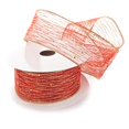 thumbnail image 1 of Ribbon Traditions Horizontal Glitter / Sequin Stripes Sheer Wired Ribbon 2 1/2 Inch by 10 Yards - Red / Gold, 1 of 5