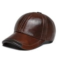 thumbnail image 1 of Leather Hat - Leather Baseball Cap Baseball Cap Men's Baseball Cap Hats With Visor For Use In Autumn And Winter, 1 of 8