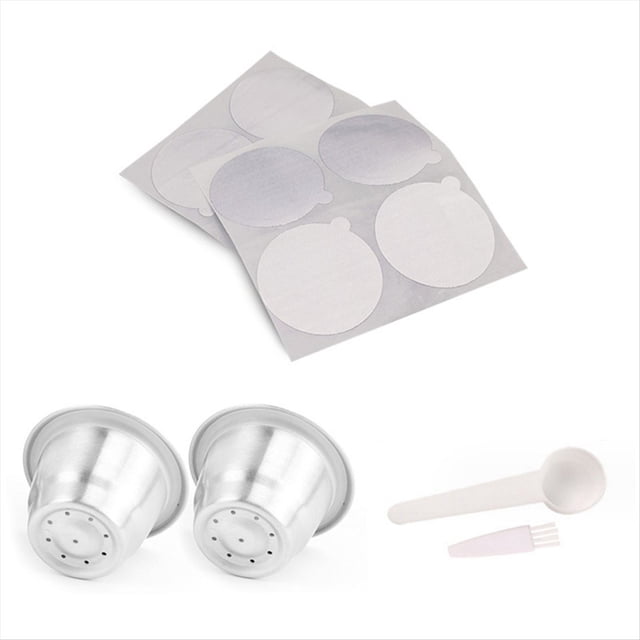 Cápsulas de Espresso Reutilizables, Cápsulas de Espresso Recargables de Acero Inoxidable con Láminas de Aluminio