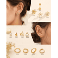 thumbnail image 5 of 2-Tone Hypoallergenic Stainless Steel Earrings Multipack, Flat Screw Back Cartilage Studs & Huggie Hoop Earrings with Heart Flower Star CZ for Women Lobe Helix Tragus,Silver Plated, 5 of 6