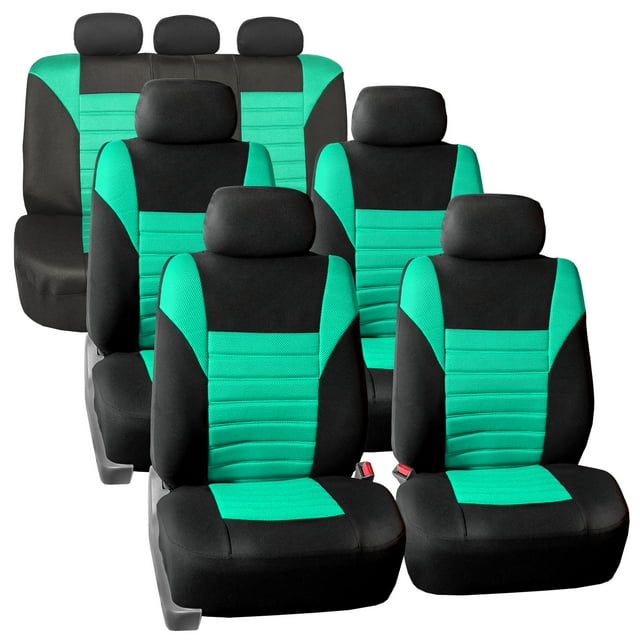 FH Group Housses de Siège Auto Ensemble Complet Menthe 3D en Maille Aérée - Ajustement Universel, Housses de Siège Automobile, Compatible avec Coussin Gonflable, Banquette Arrière Fendue, Housse de Siège Auto Lavable pour VUS, Berline
