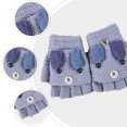 thumbnail image 3 of Guantes convertibles con dibujos animados en la parte superior abatible para niños pequeños, mitones de punto de lana sin dedos para invierno 876, 3 of 5