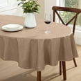 thumbnail image 3 of Home Bargains Plus Taupe Café Hotel 60 x 84 inch Oval Vinyl Dining Tablecloth with Flannel Backing, 3 of 9