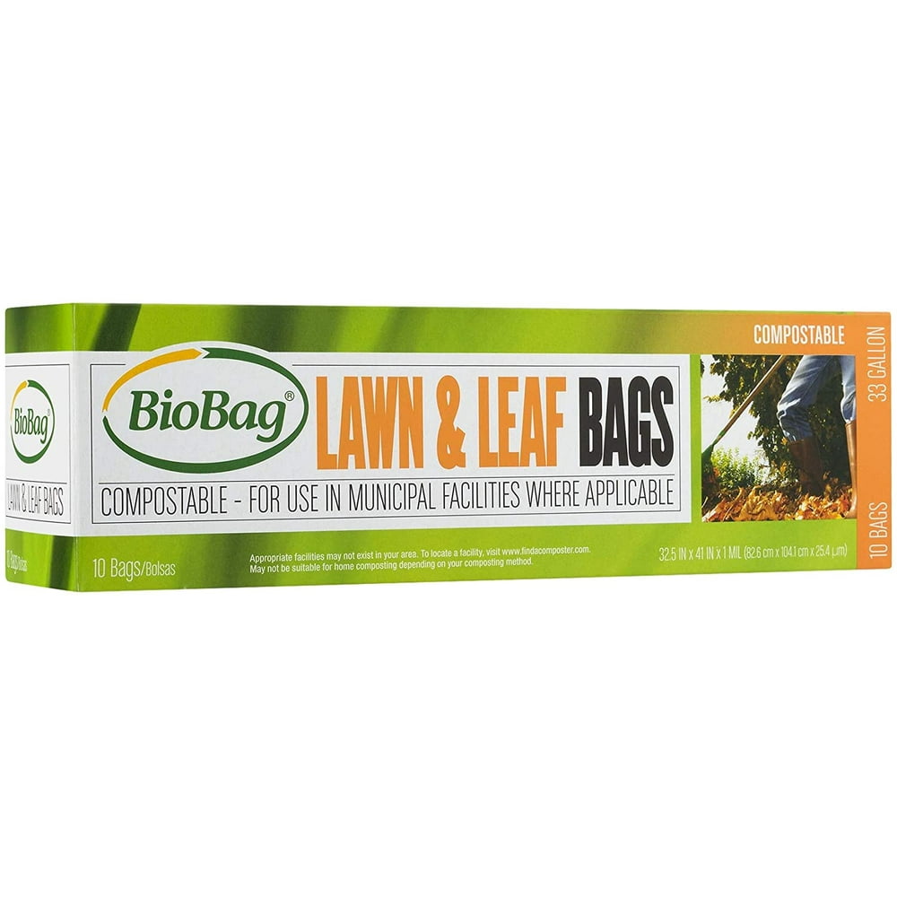BioBag Compostable Lawn & Leaf Yard Waste Bags, 33 Gallon, 20 Count