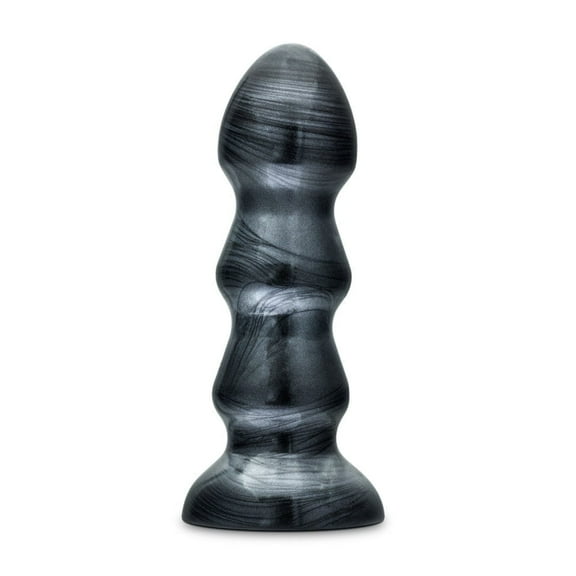 Eden PVC Ribbed Anal Plug with Tapered Tip & Bulbous Shaft, Black