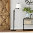 thumbnail image 2 of Evelyn&Zoe Polly Height-Adjustable Floor Lamp with Fabric Shade, Blackened Bronze/White, 2 of 10