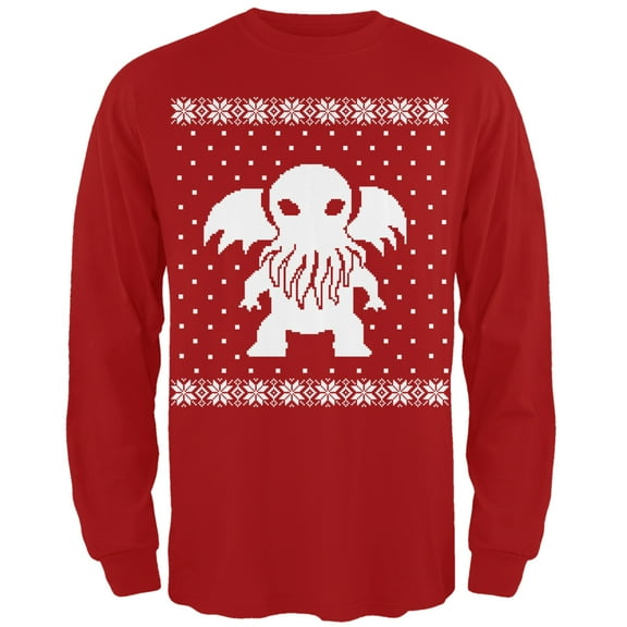 Old Glory Mens Big Cthulhu Ugly Lovecraft Christmas Sweater Long Sleeve T Shirt