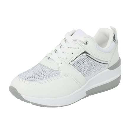 Fauean Sneakers for Women Leisure and Breathable Lace up Sneaker Fashion Women s Shoes White Size 41