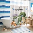 thumbnail image 5 of No Hook Shower Curtain with Built-in Rings - Farmhouse Washable Waterproof Fabric Bathroom Curtains for Hotel,Rentals, 60 X 72 Inch Long , Gardening Potted Plant Kettle Boots Green, 5 of 9