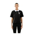 thumbnail image 4 of Women's New Era Black Pittsburgh Steelers Throwback Boxy Cropped Polo, 4 of 5