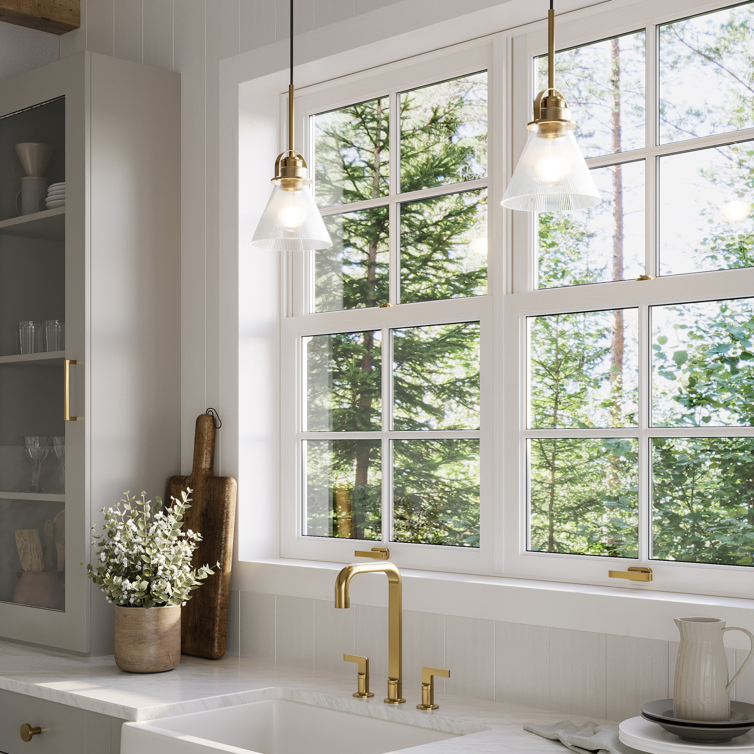 Avec 7.75 in. 1-Light Brushed Gold Industrial Pendant