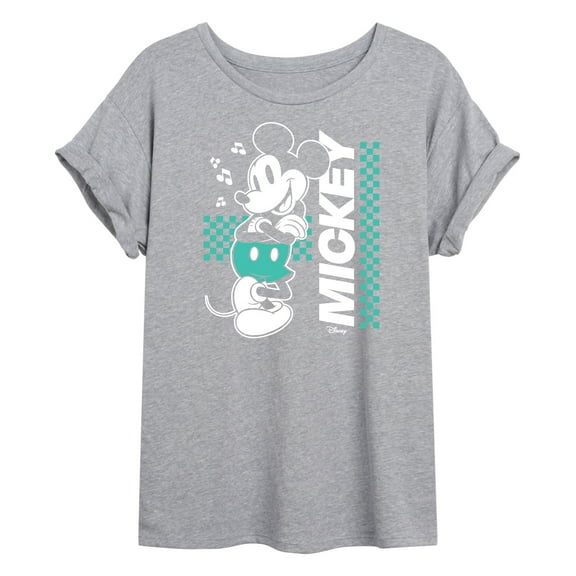 Disney - Mickey & Friends - Mickey Mouse - Checkered Retro Design - Women's Oversized T-Shirt