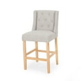 thumbnail image 3 of Seliva Counter Stool Chair Set of 2, Light Gray Fabric, Tufted, Brown Wood, 3 of 6