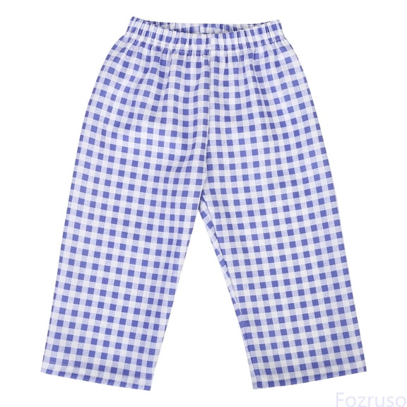 Fozruso Baby Girls Boys Summer Plaid Cropped Pants Pants Loose Casual Fashion Pants Kids Casual Pants Sizes 9-12 Months(Blue)