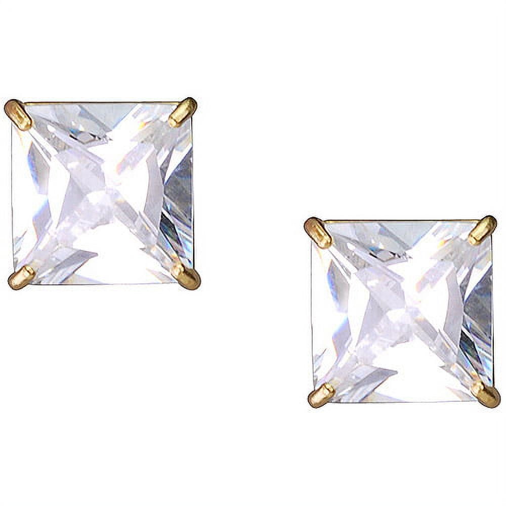 Brilliance Fine- Women's Cubic Zirconia 10kt White -Gold Stud Earrings
