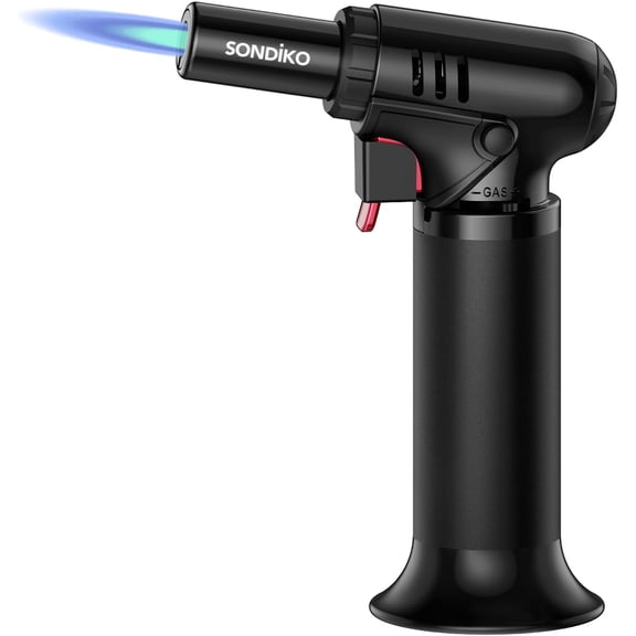 Butane Torch Lighter with Visible Fuel Window, Refillable Soldering Torch with Adjustable Flame for Welding, Resin Art, Industrial(Butane Gas Not Included)