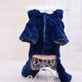 thumbnail image 2 of Aosijia Dog Pajamas 4-Legs Plush Jumpsuit Pet Thicken Coat Hoodie Winter Warm Puppy Clothes Blue M, 2 of 11