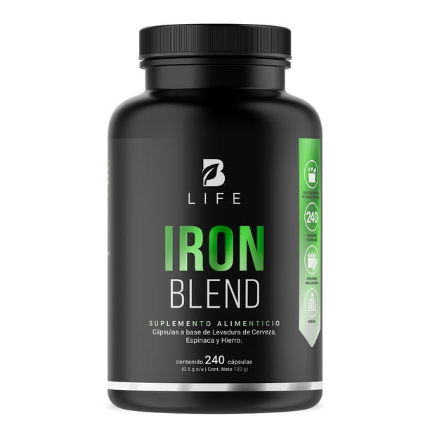 Fórmula de Hierro de 240 Cápsulas con Levadura de Cerveza y Espinaca. Ingredientes naturales. Iron Blend B Life. BLIFE cápsulas
