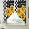 thumbnail image 2 of Yellow Sunflower Swag Valances for Windows 2 Pack, Kitchen Window Curtains 36 Inch Length, Black White Plaid Watercolor Floral Privacy Swag Curtains for Living Room/Bathroom with Rod Pocket 36"x36", 2 of 8