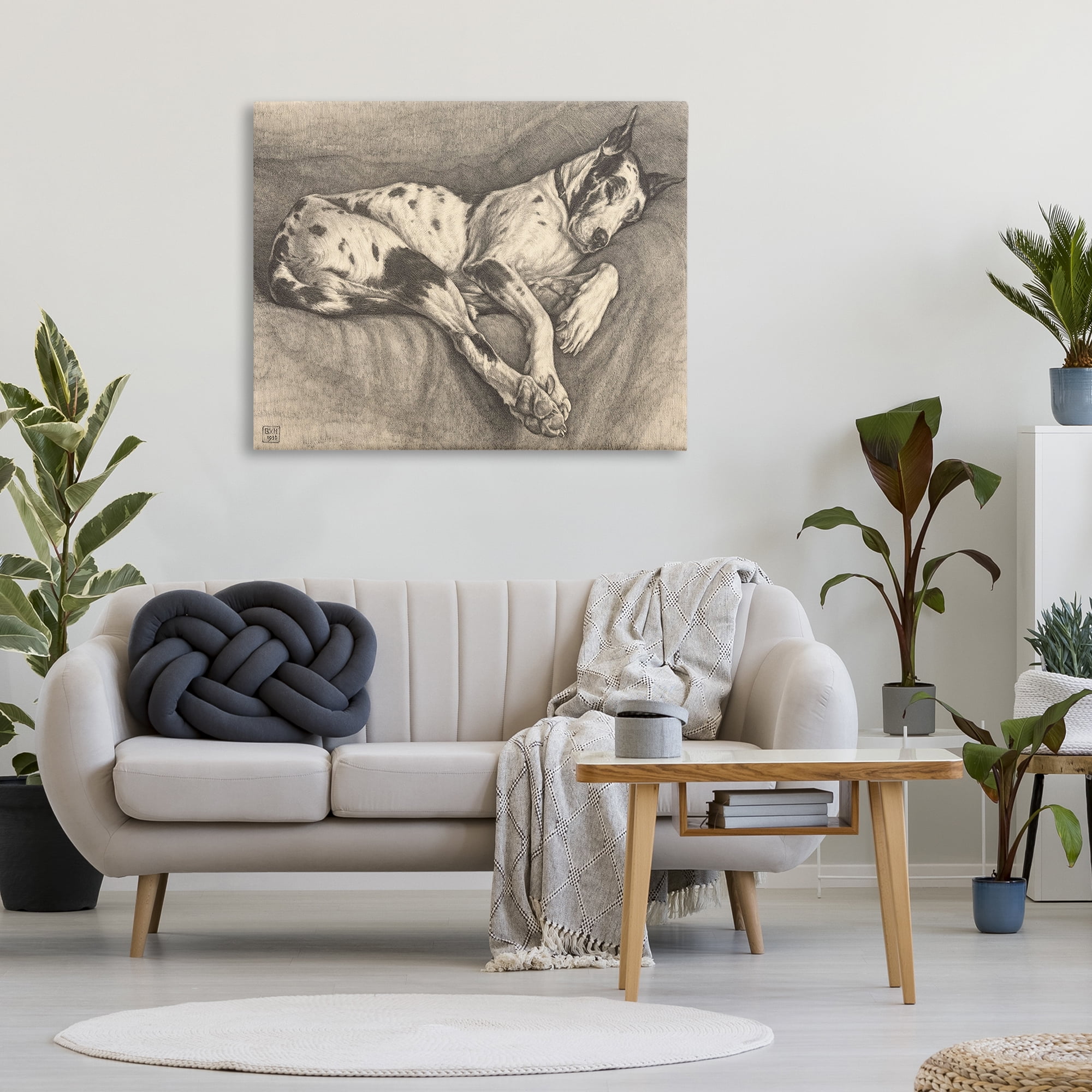 Stupell Industries Sleeping Hound Drawing Canvas Wall Art, design by Bertha Van Hasselt