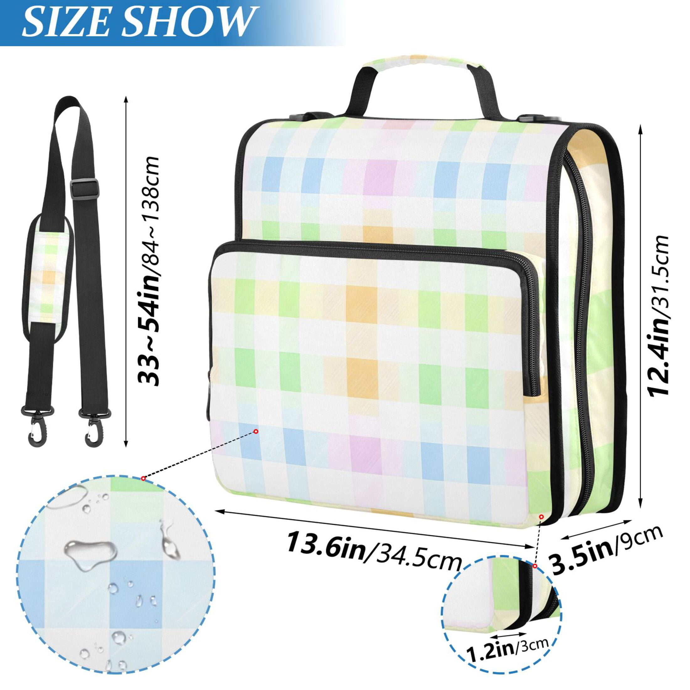ALAZA Zipper Binder Pastel Checkered 3 Ring Trapper Keeper File Folder Organizer Bag