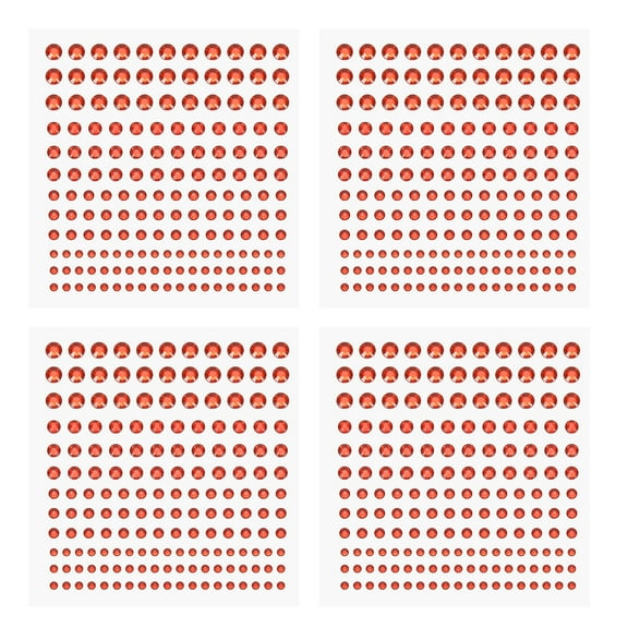 Uxcell 660 Pcs Acrylic Diamond Sticker, 4 Size 3/4/5/6mm Self Adhesive Rhinestones Face Gem Stones Bling Jewelry for Nail Art Craft Clothes DIY Makeup Decoration Party, Red