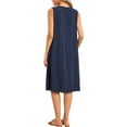 thumbnail image 3 of Pleated Dress for Women's Summer Casual 2025 Sleeveless Midi Swing Tank Sundress V Neck Dresses M Navy Blue, 3 of 6