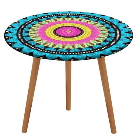 

Colorful Mandala Floral Design-3 Pattern Round Tablecloth Waterproof Elastic Table Clothes for Dining Table Cute Desk Decor Protector Cover M-45 -50