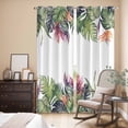 thumbnail image 3 of Palm Leaves Kitchen Curtains 84 Inch Length, Summer Botanical Tropical Plants Grommet Top Bedroom Living Room Curtains, Light Filtering Cafe Curtain Drapes 2 Panels Set 84''x84'', 3 of 9