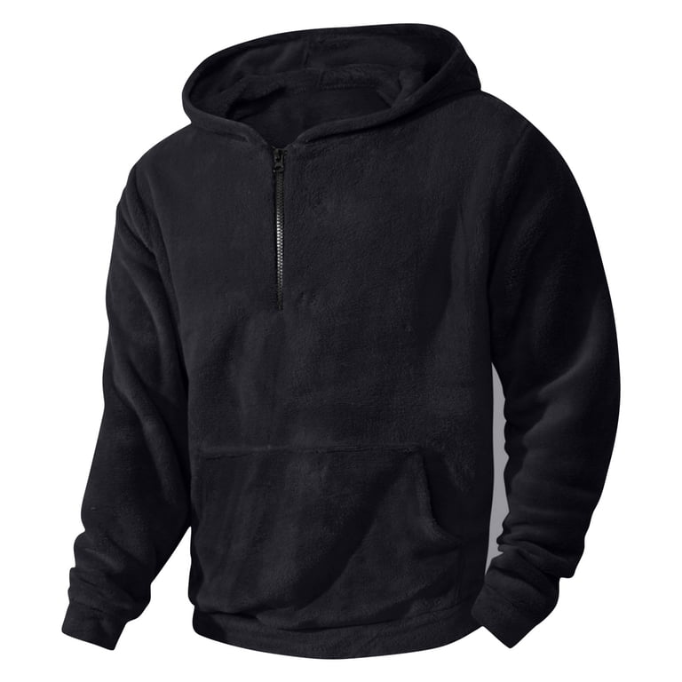 Lorytime Oversized Hoodies for Men Half Zip Solid Fleece