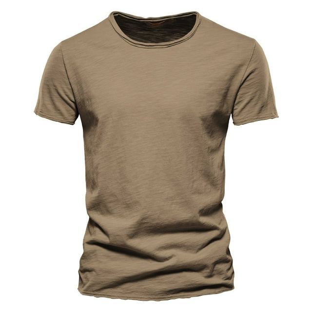 WEAIXIMIUNG T-Shirts d'Entraînement pour Hommes Grande Taille Mode Décontractée Couleur Unie Col Rond Manches Courtes