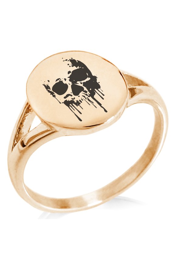 Stainless Steel Hades Greek God of Underworld Minimalist Oval Top Polished Statement Signet Ring