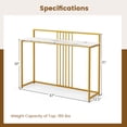 thumbnail image 3 of Costway 47" Golden Metal Frame Foyer Table Modern Faux Marble Top Console Table with Baffle, 3 of 10