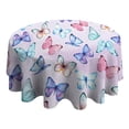 thumbnail image 4 of Light Purple Butterfly Pattern Round Tablecloth 60"x60",Wrinkle Wipeable Table Cloth for Kitchen Dining Room Picnic Patio Party, 4 of 6