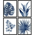 thumbnail image 3 of PixonSign 4 PCS Adhesive Canvas Poster Watercolor Blue Tropical Leaves Framed Wall Art Nature Wilderness Digital Modern Art Decorative Botanical Floral Elements Print Set - 12"x16" Black, 3 of 5