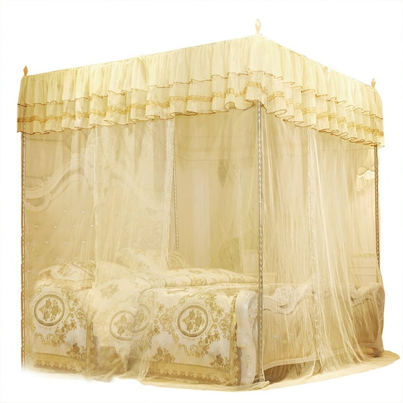 Cama de lujo Princess con tres aberturas laterales, cortina, dosel, mosquitera (L)