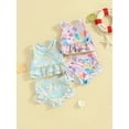 thumbnail image 7 of JYYYBF Toddler Girl's Summer Bikini 2 Pcs Set Starfish Print Sleeveless Round-Neck Ruffled Tank Tops with Shorts Swimsuit, 7 of 7