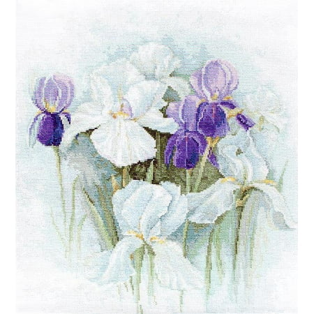 UPC: 4840746029257 | Counted Cross-Stitch Kit Irises B2367 By Luca-S Needlework Easy Flowers Nature White Purple Canvas Cotton