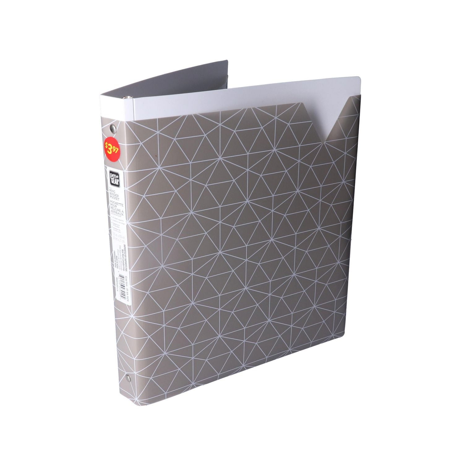 Pen+Gear 1" Poly Ring Binder Pocket, Grey