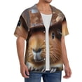 thumbnail image 2 of KLL Cowboy Hat Guinea Pig Print Men's Shirt Short Sleeve Button Down Summer Cuba Beach Shirts- Large, 2 of 5