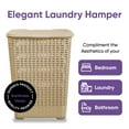 thumbnail image 6 of Superio 60L Large Wicker Plastic Laundry Hamper with Lid - Beige (2 Pack), 6 of 8