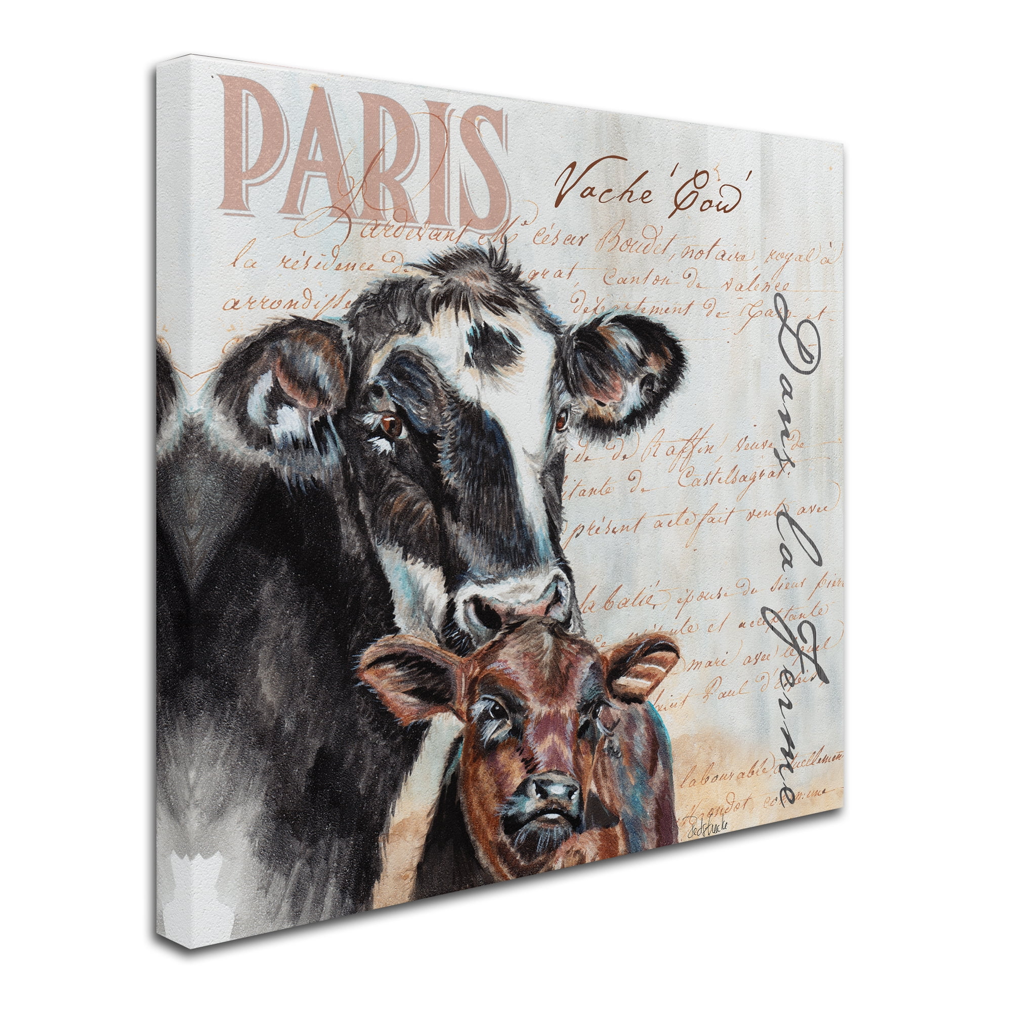 Trademark Fine Art "Dans la Ferme Cow" Canvas Art by Jennifer Redstreake
