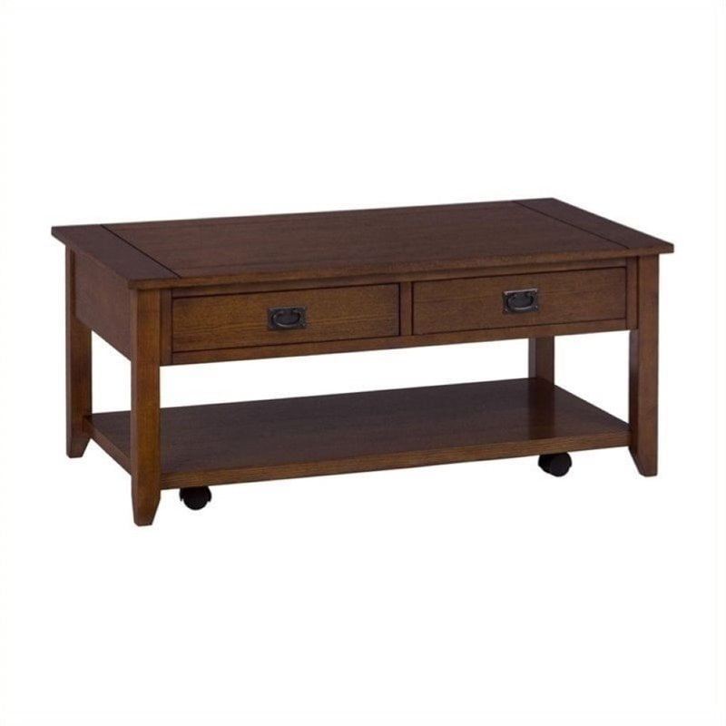 Bowery Hill Rustic Style Coffee Table In Mission Oak