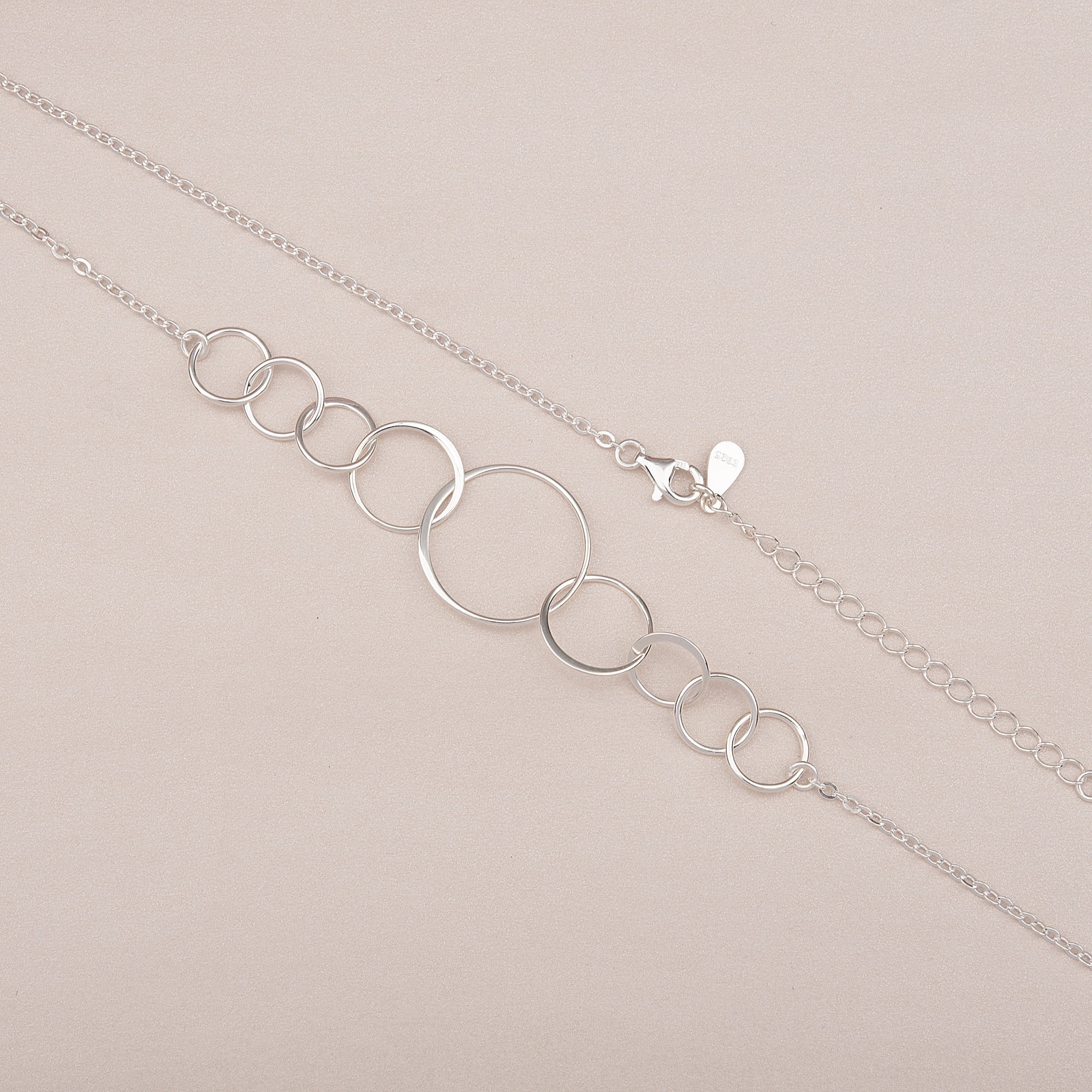 Anavia 90th Birthday Gift for Nana, 925 Sterling Silver 9 Flat Circles Necklace, Ninetieth Birthday Gift for Grandma -[Custom Name]